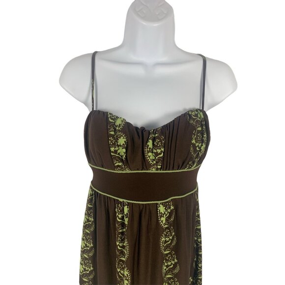 Speechless Womens Brown & Green Floral Empire Waist Sundress With Spaghetti Stra - Picture 2 of 10